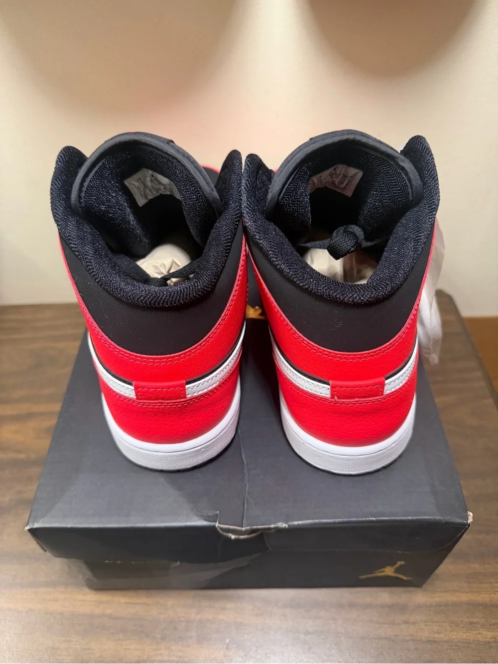 Jordan High-Top Sneakers in Red/Black/White